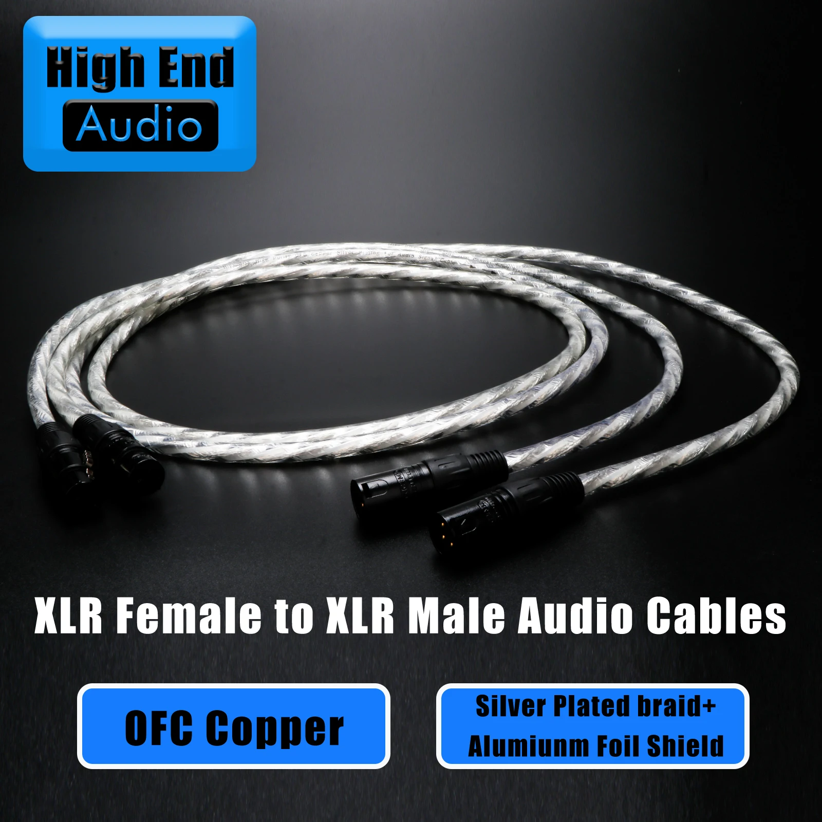 Preffair OFC Silver Plated 2RCA to 2RCA Cables and Balance cable 15Mirco Sliver Plated Conductor with 24k Gold Plated RCA Plug
