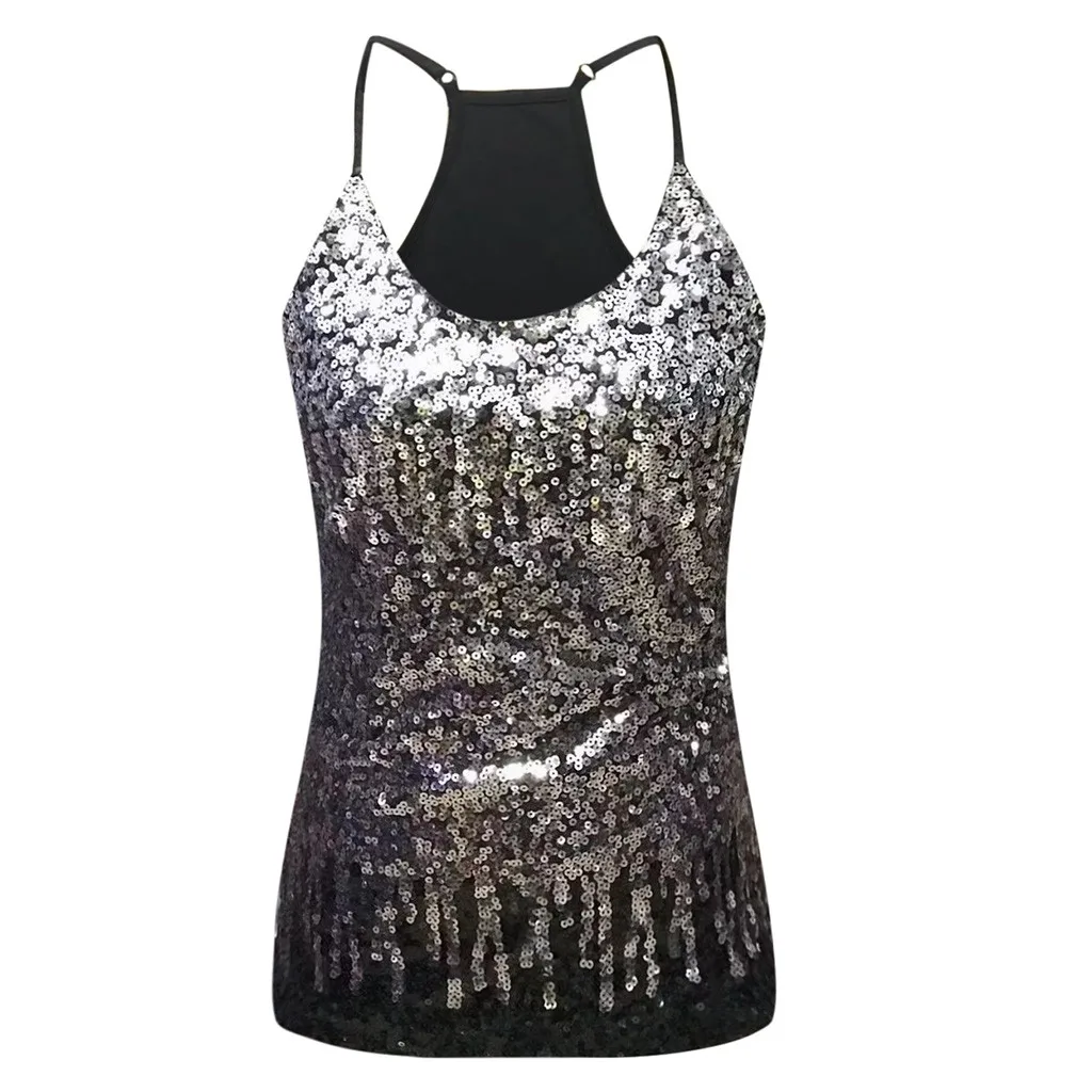 Summer Woman Top Tank Top Sexy Top Female 2022 Women’s Sequin Tops Glitter Party Strappy Tank Vest Camis Ropa Mujer Tanktop 2021