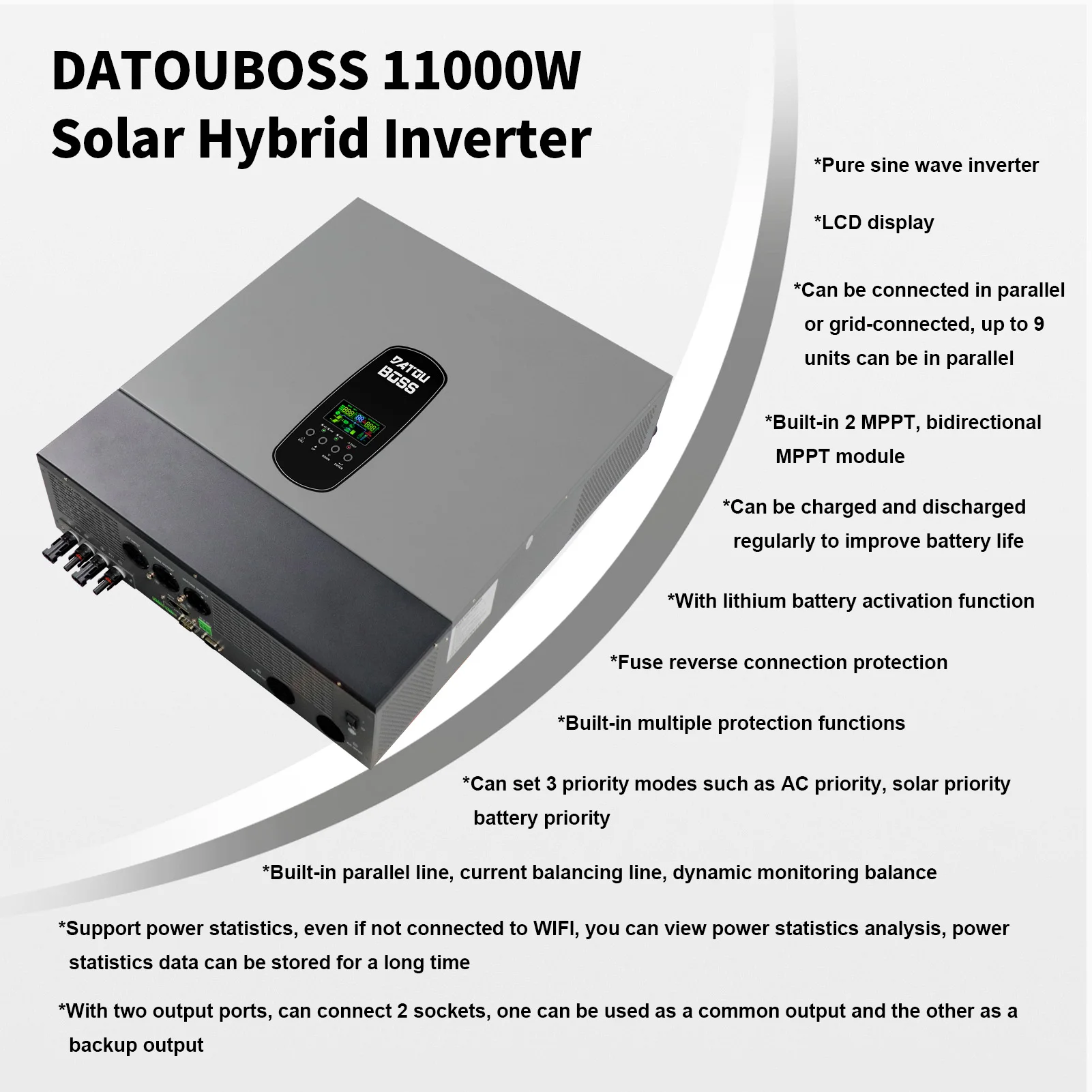 5KW 6KW 8KW 10KW 15Kw Single/Three Phase Solar Power Inverter Price Ip65 3 Phase Smart Dual Output On Grid Hybrid Solar Inverter