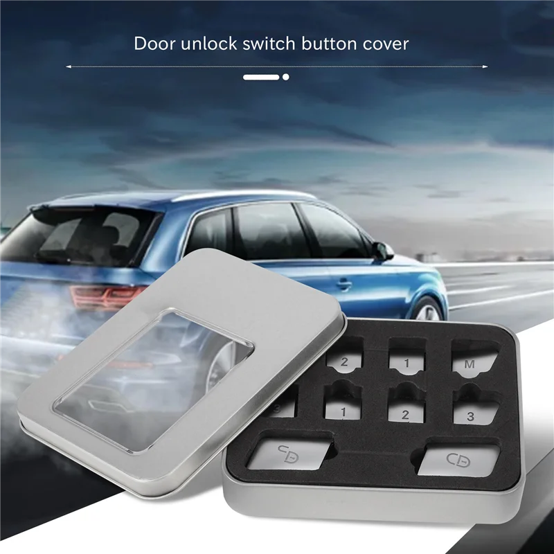 

B07A-12Pcs Car Door Seat Memory Lock Buttons Covers Stickers for CLA/GLA/////ML/A/B/E