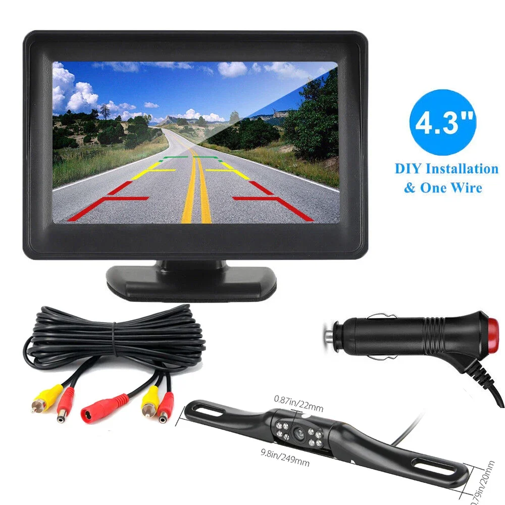 

Easy Installation 4.3" Car Rear View Backup Camera Monitor for Vehicle Van Night Vision Reverse Parking System DIY Plug and Play