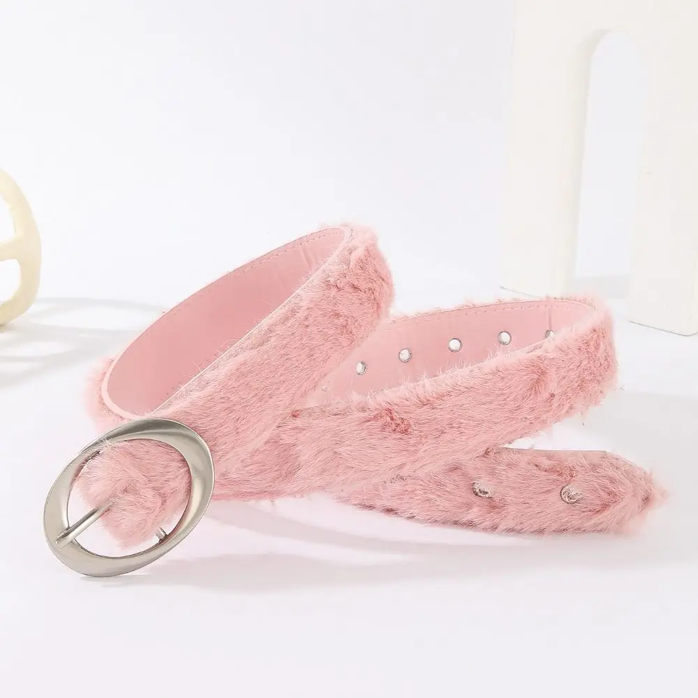 خمر العصرية تصميم فو الفراء أحزمة فاسق Y2K تقليد الأرنب الفراء حزام كل مباراة أحزمة وسط فاخرة النساء الموضة #3