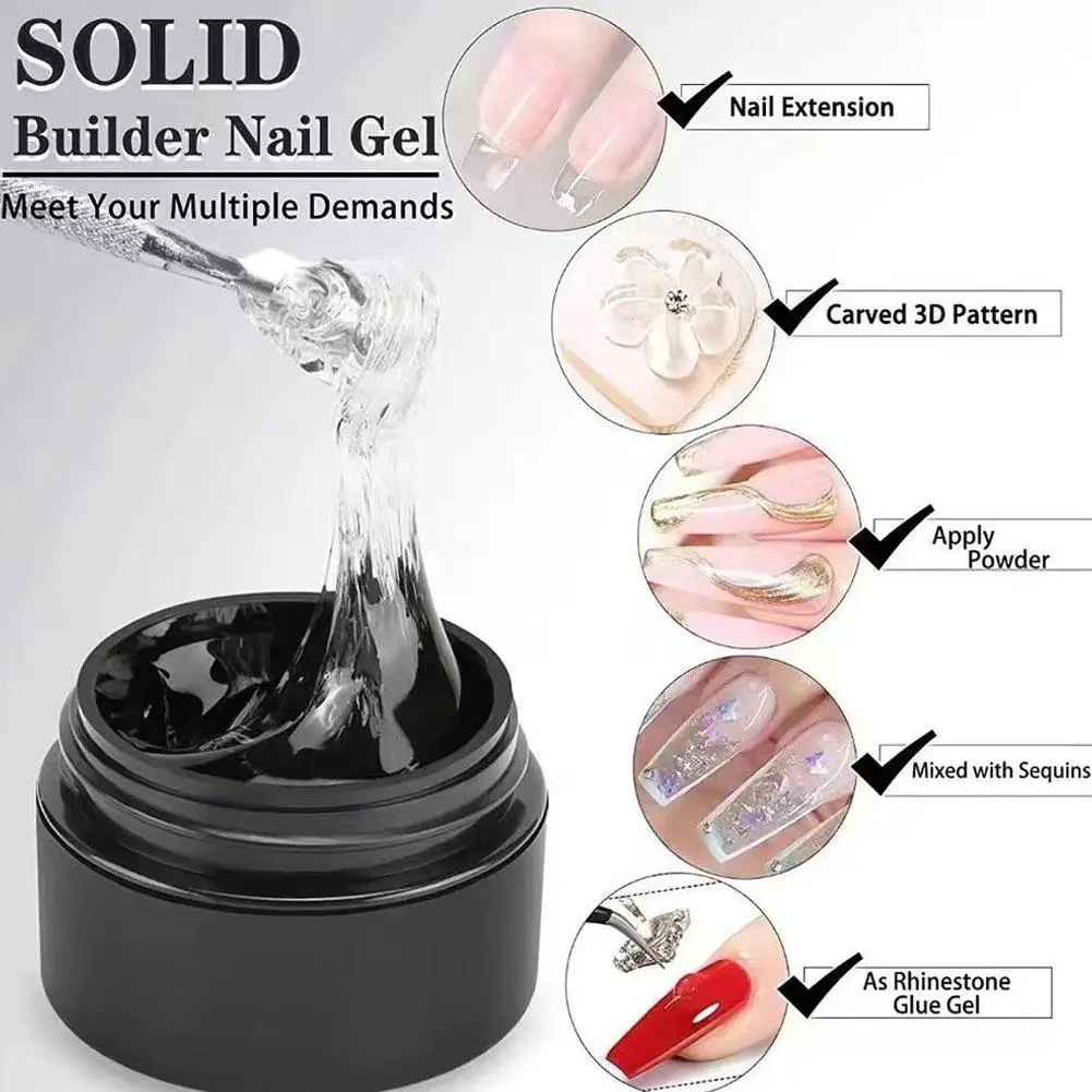 

1pcs 10ML Easy Stick Solid Nail Patch Gel No-Flowing Modelling Stick Tips Clear Nail Gel Gummy Adhesive UV Nail Glue hot