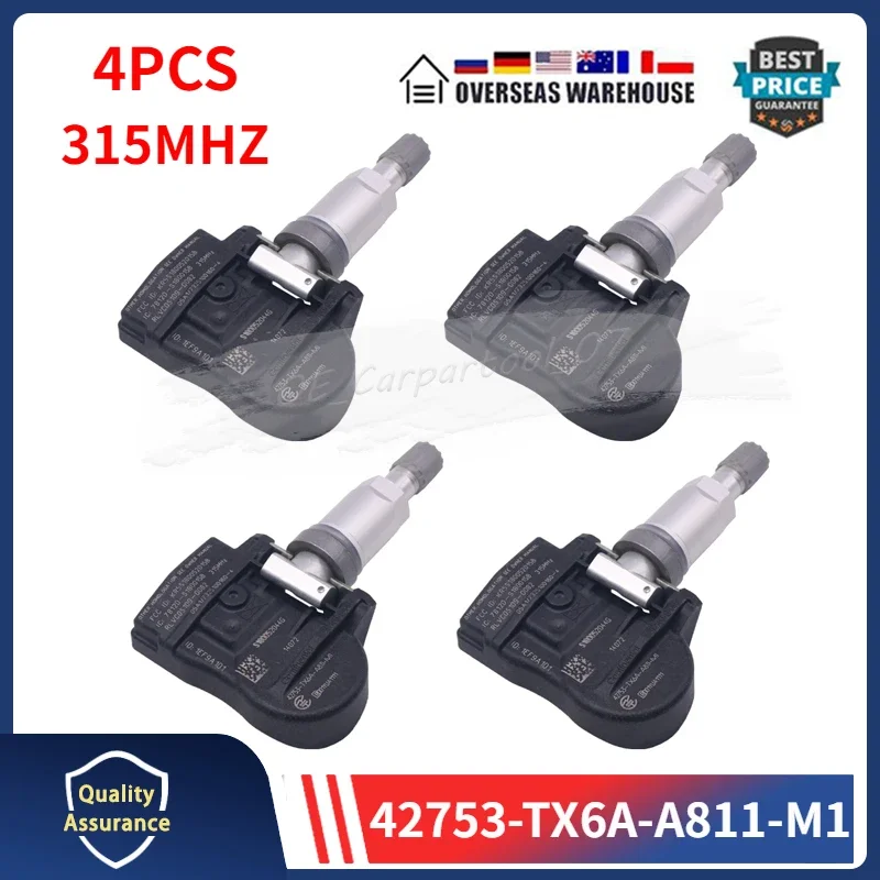 42753-TX6A-A811-M1 TPMS Car Tire Sensor 4PCS For Honda Acura Tyre Pressure Monitoring System Sensors 315MHZ 42753TX6AA811M1