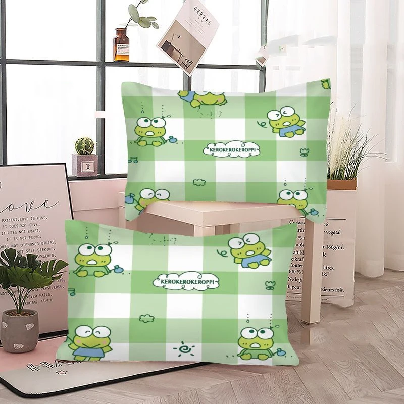 Sanrio Kawaii Kero Kero Keroppi Pillowcase Anime Double-sided Brushed Dormitory Anti-dirty Cartoon Pillow Protective Cover