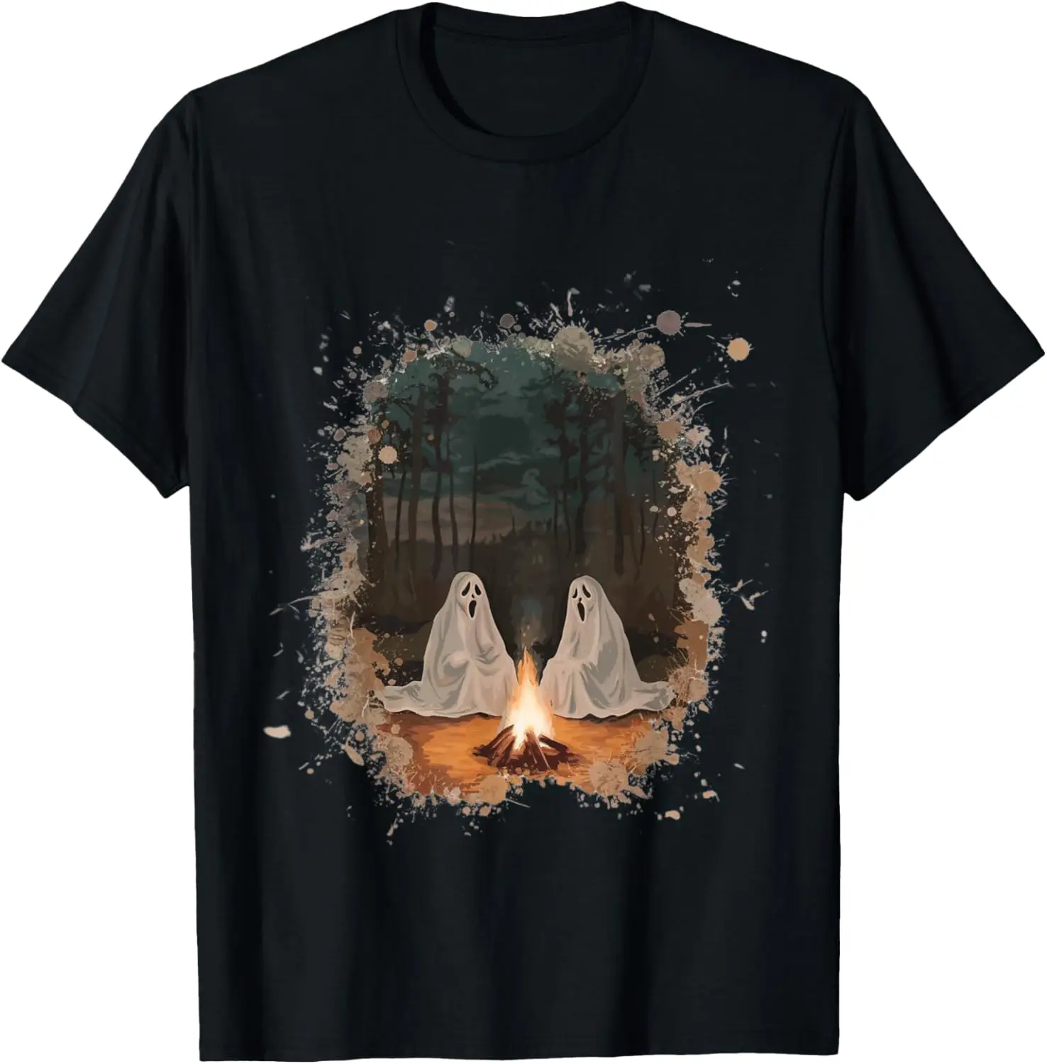 Vintage Ghost Campfire Camping Gothic Halloween T-Shirt