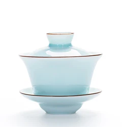 140ml Exquisite Porcelain Tea Bowl Gaiwan Clay Gaiwan Hand Painted Kung Fu Tea Cup With Lid and Saucer Ceramic Tureen Gai Wan