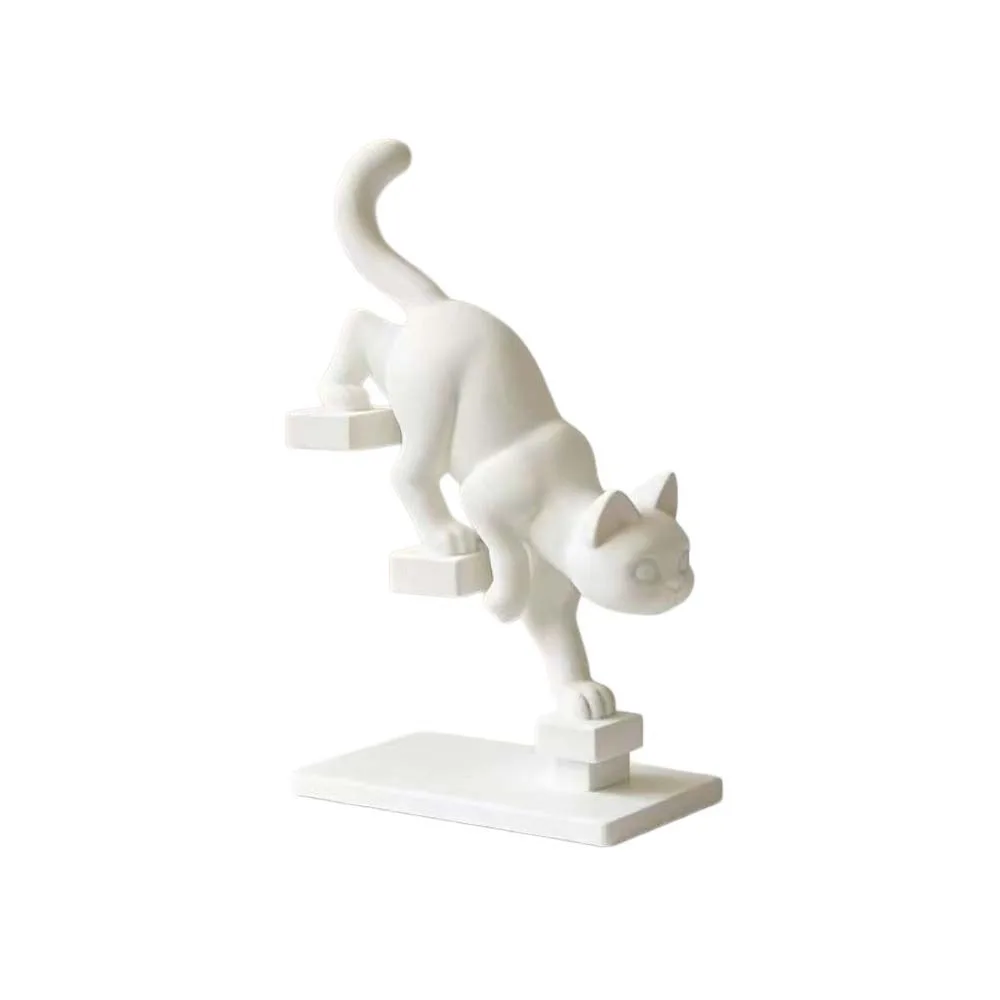 3D Printed Cat Descending Stairs Statues Unique Plastic Desktop Dog Figurine Go Upstairs/Downstairs Crafts