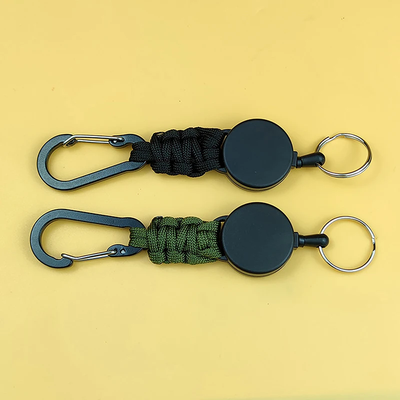 Heavy Duty Retractable Key Chain Black High Elastic Easy Pull Key Chain Certificate Pendant Doctor Nurse Badge Reel Clip