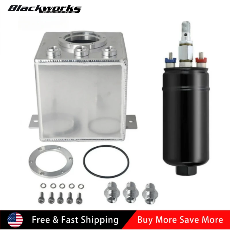 

2L Billet High Flow Swirl Fuel Surge Tank AN6 Fitting & 044 External Fuel Pump