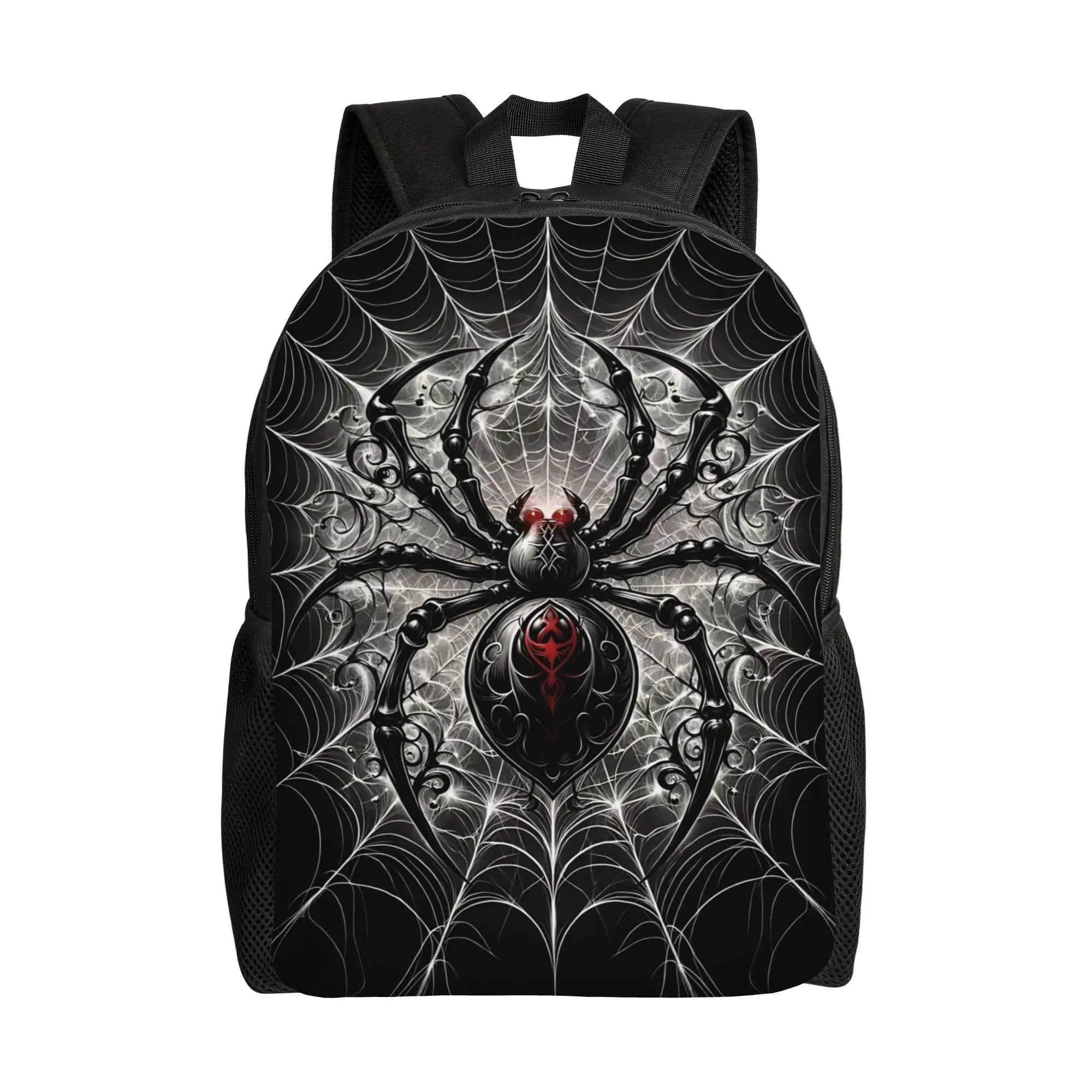 Fashion Halloween Print Giant Black White Spider Art Print backpack  mochila Harajuku Design Outdoor Sturdy Shoulder Rucksack
