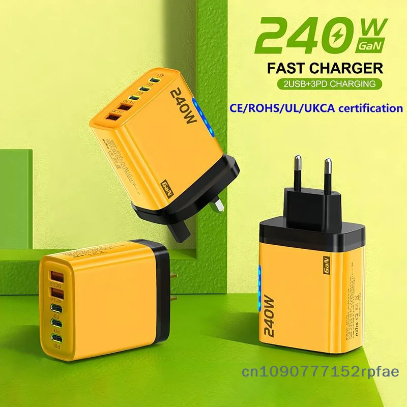 {NN72} 240W 5Port GaN Charger USB C Fast Charging Adapter PD Quick Charge3.0 Type C USB Charger