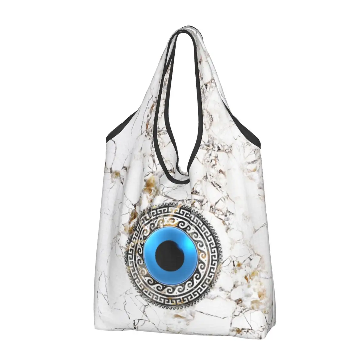 Evil Eye Grocery Shopping Bags Cute Shopper Tote Shoulder Bag Large Capacity Portable Amulet Turkish Handbag