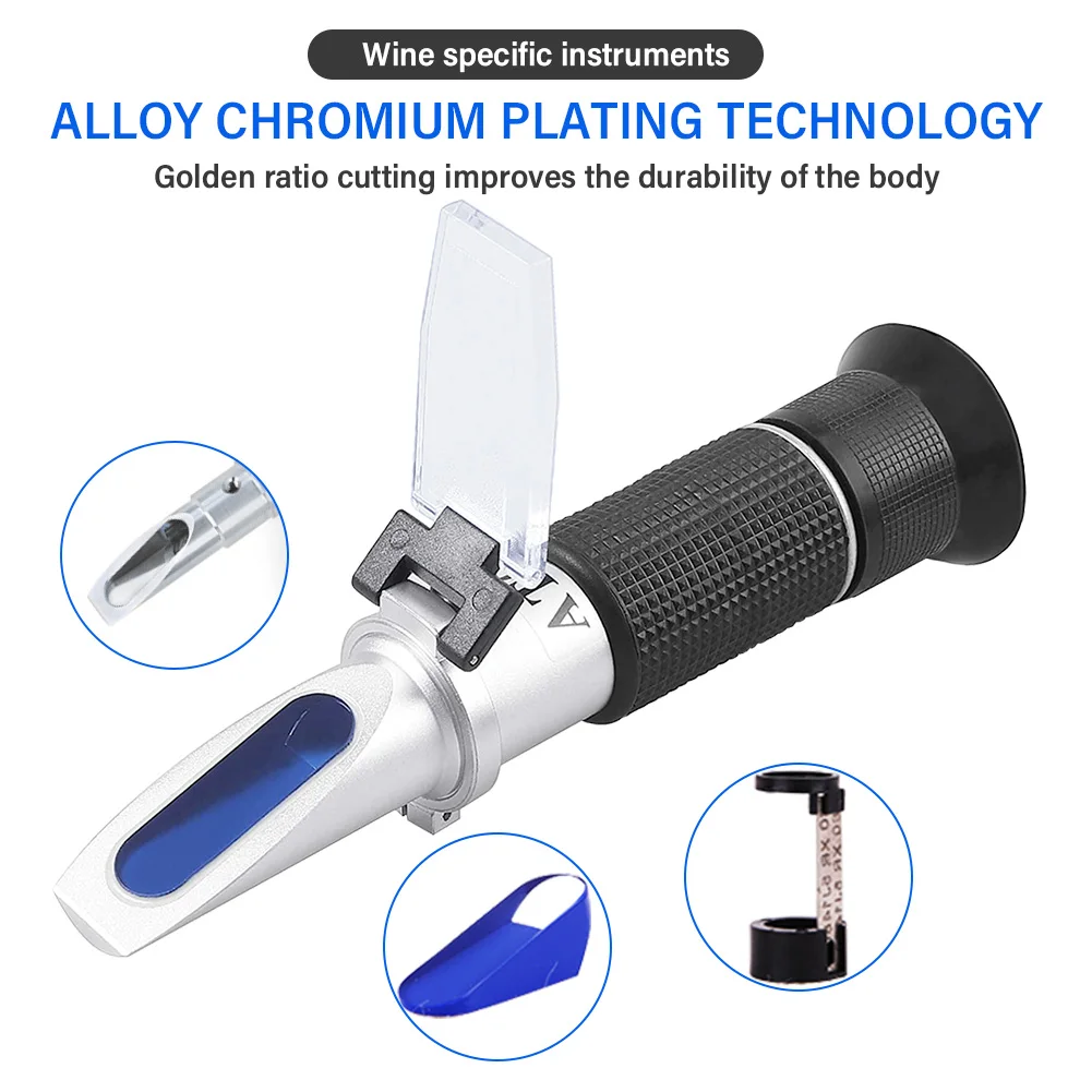 3-in-1 Grape Wine Refractometer 0-25% Alcohol 0-40% Brix 0-25ยฐBaume\' Tester Concentration Meter with ATC for Brewing Winemaking