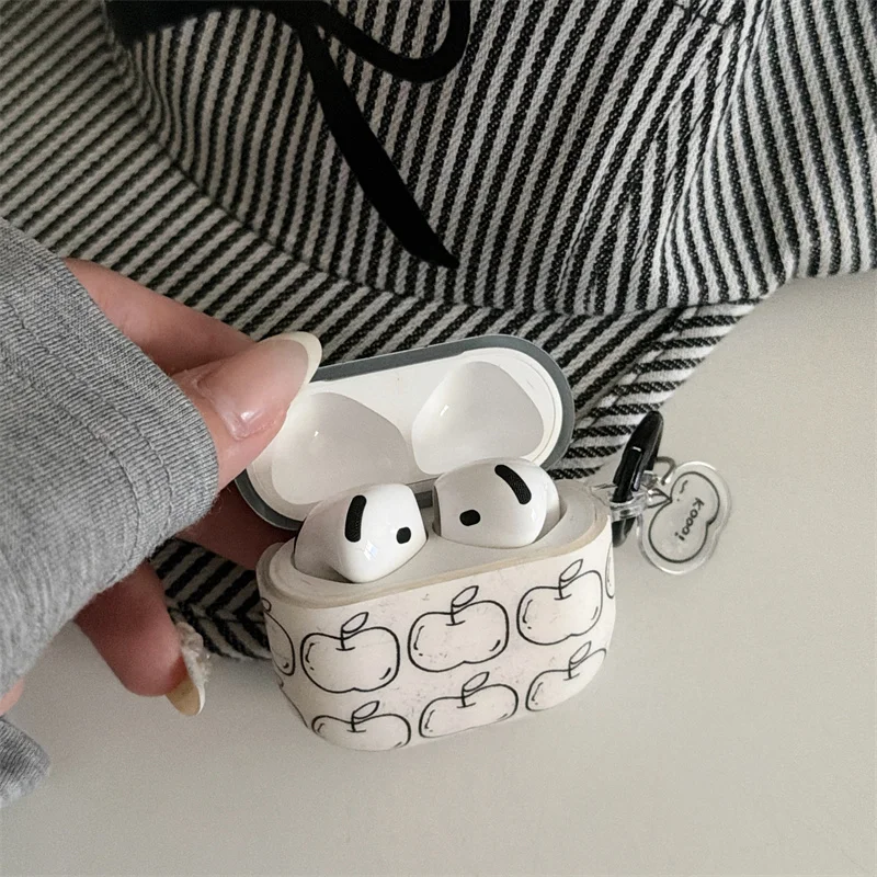 

Fashion Line Art Apple AirPods Case for 1 2 3 4 Pro Pro2 Pro3 IMD earphone cover with Keychain Shockproof Protector