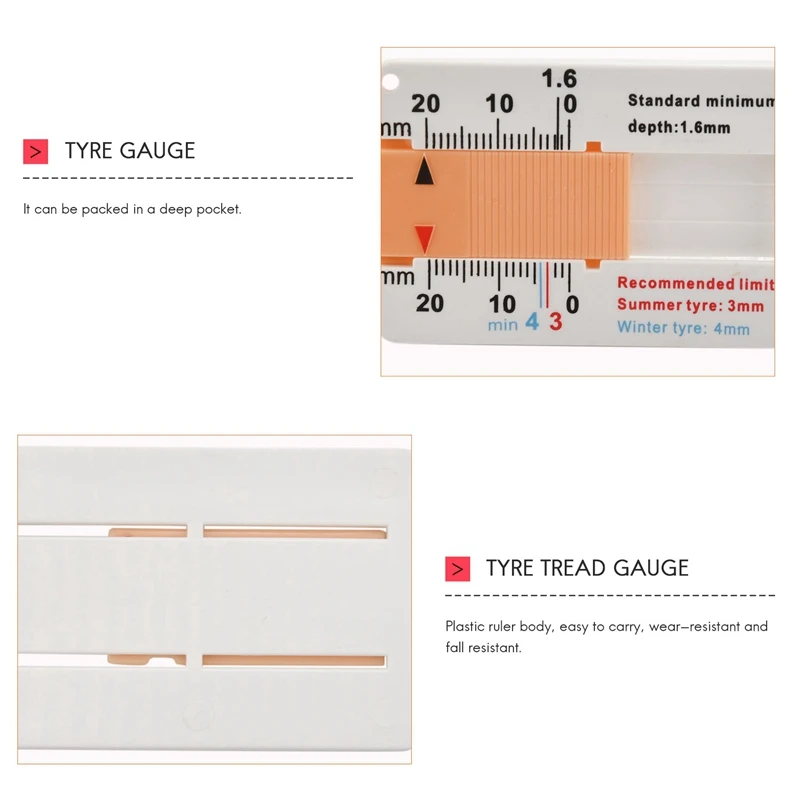 Tyre Tread Depth Gauge Car Motorcycle Trailer Van Wheel