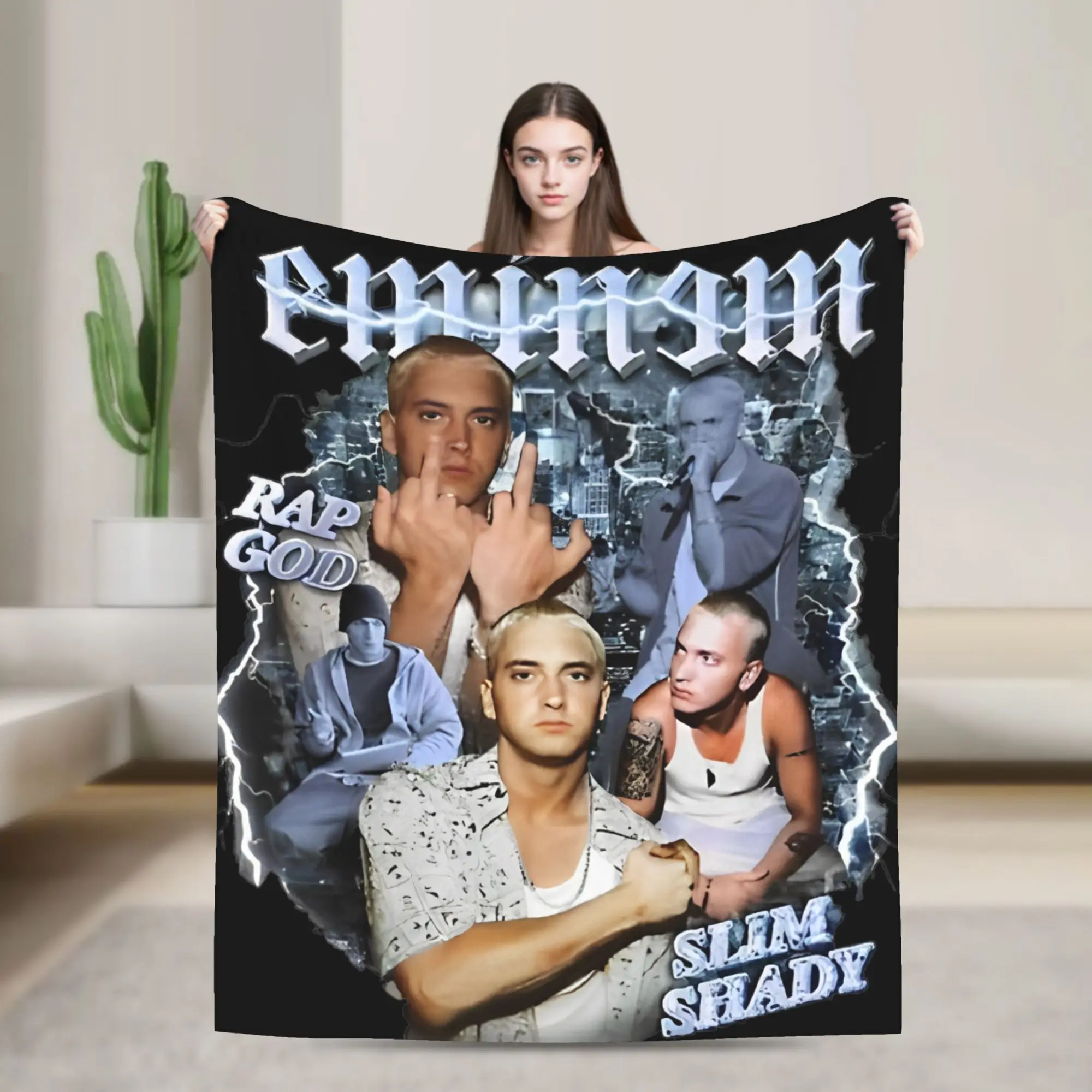 Eminem Rapper Blanket Hip Hop Music Album Fleece Awesome Warm Throw Blankets for Home Autumn/Winter