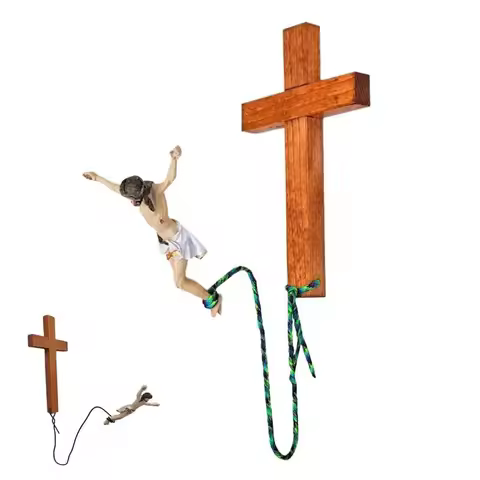 Crocifijo de Jesús Bungee, Decoración Artística de Pared, Estatuilla de Resina de Jesús Saltador, Estatuas Artesanales de Resina Decorativas de Jesús para el Hogar, Iglesia y Sala de Estar