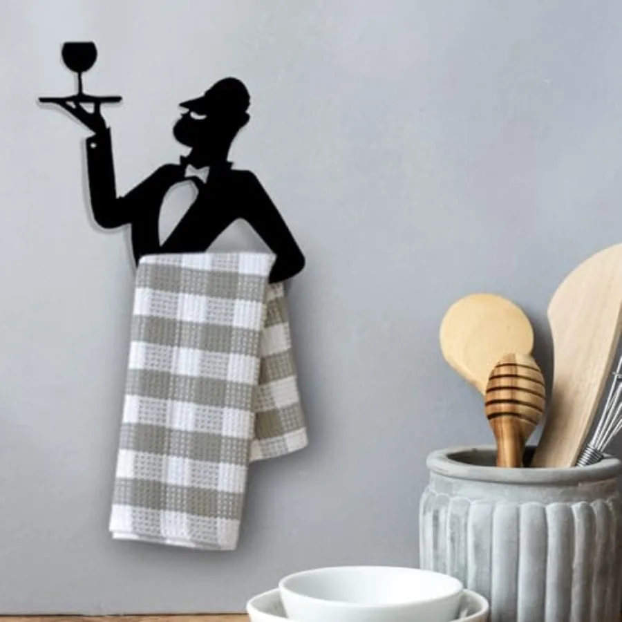 

Pierre - Kitchen Towel Holder in a French Design. Black Towel Hook - Hand Towel Holder for Bathroom and Kitchen - Heavy Duty Sh