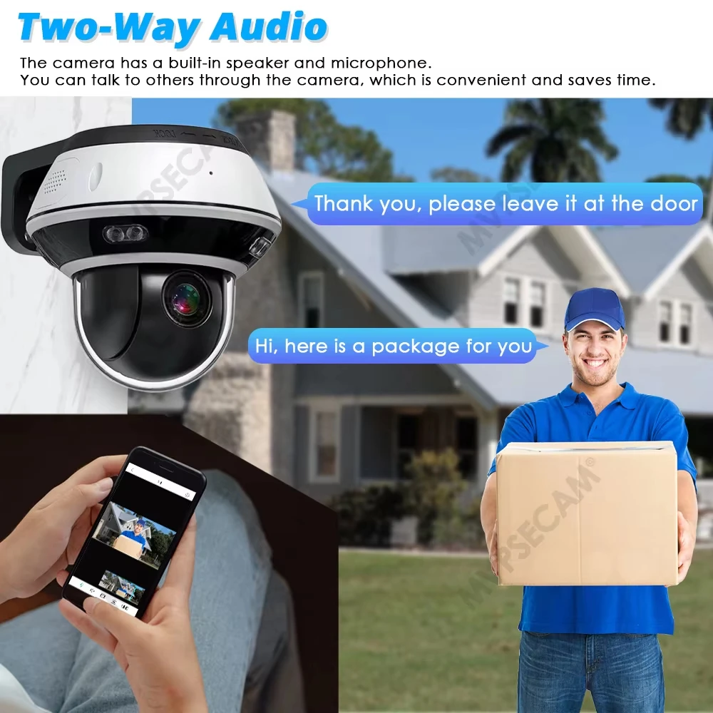3840*2160P Ultra HD 10X Optical Zoom 4K 8MP Surveillance IP Camera POE Video Outdoor Security Camera PTZ Smart Home CCTV ICSee