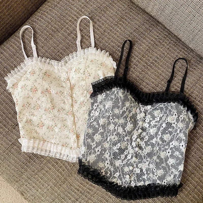 

New Trendy Women's Slimming Anti-exposure Tube Top Vest Chest Pad Lace Camisole Inner Wear Outer Wear Fashionable Comfortable