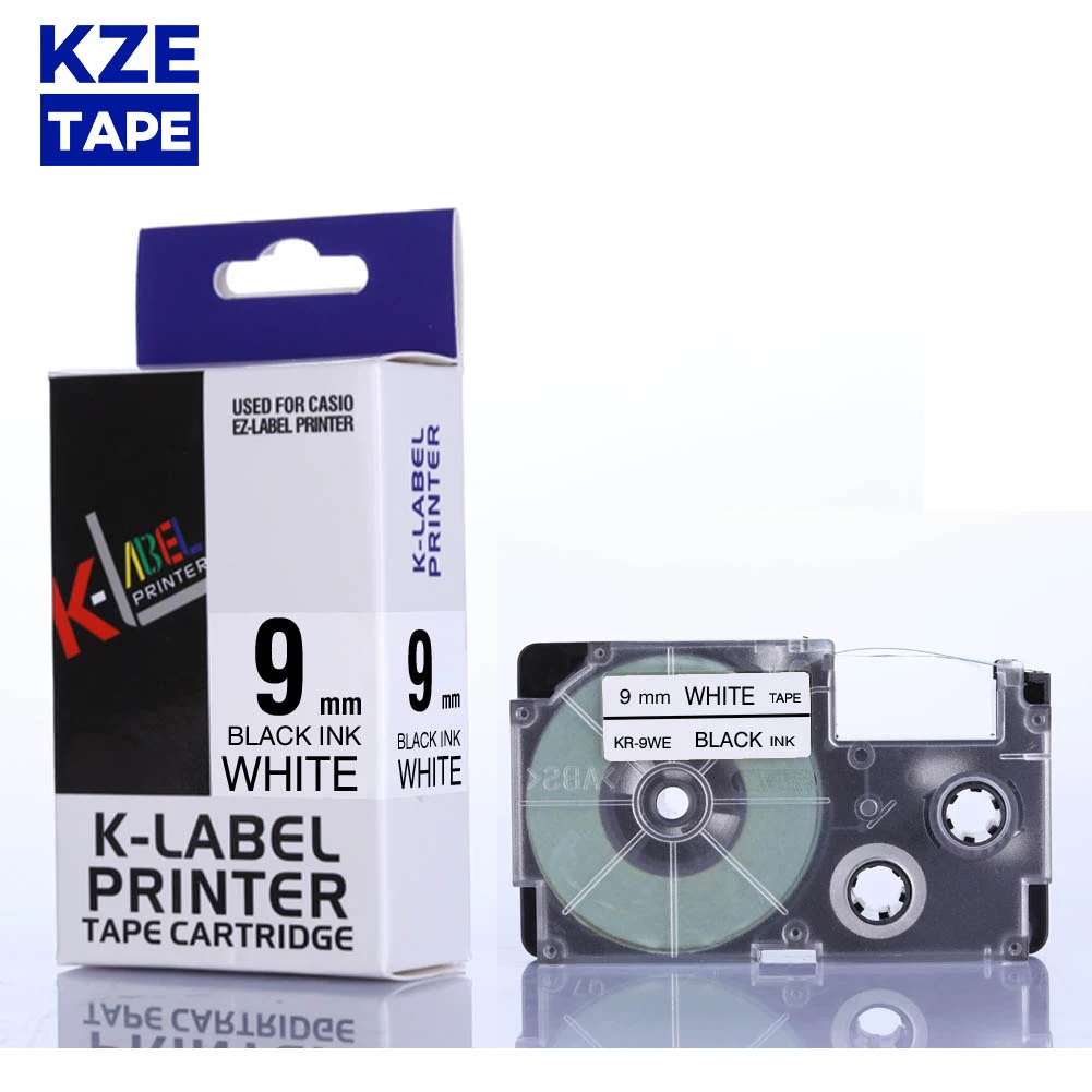 

9mm/12mm Casio label tape Black on White XR9WE 12WE for KL-60 typewriter KL-60SR KL120 EZ Label Maker