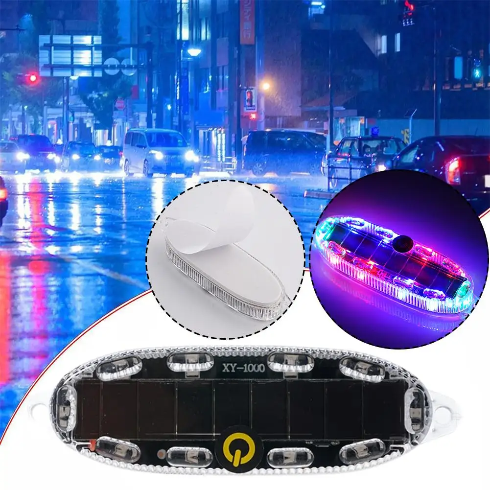 Solar Motorcycle Electric Warning Light Car LED Warning End Decorative Solar Flashing Anti Light Collision Light Safety Rea Z5J0