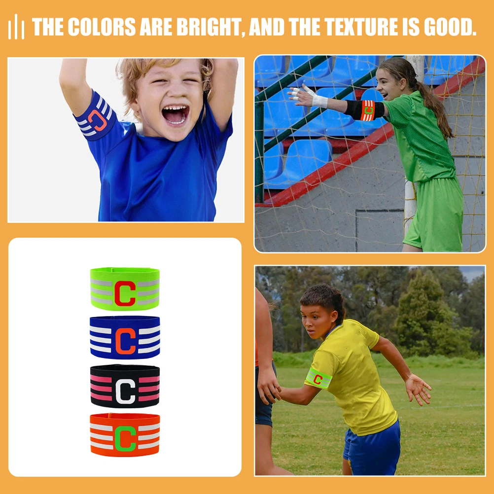 

4pcs Sports Armband Football Captain Armband Durable Adjustable Hook Loop Design For Kids Adults Soccer Rugby Hockey Team