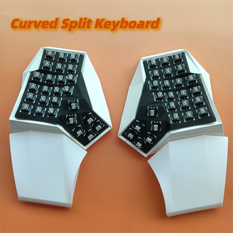 

Изогнутая разделенная клавиатура Angry Miao AM Hatsu Эргономичная клавиатура Пользовательская проводная одномодовая механическая игровая клавиатура с горячей заменой