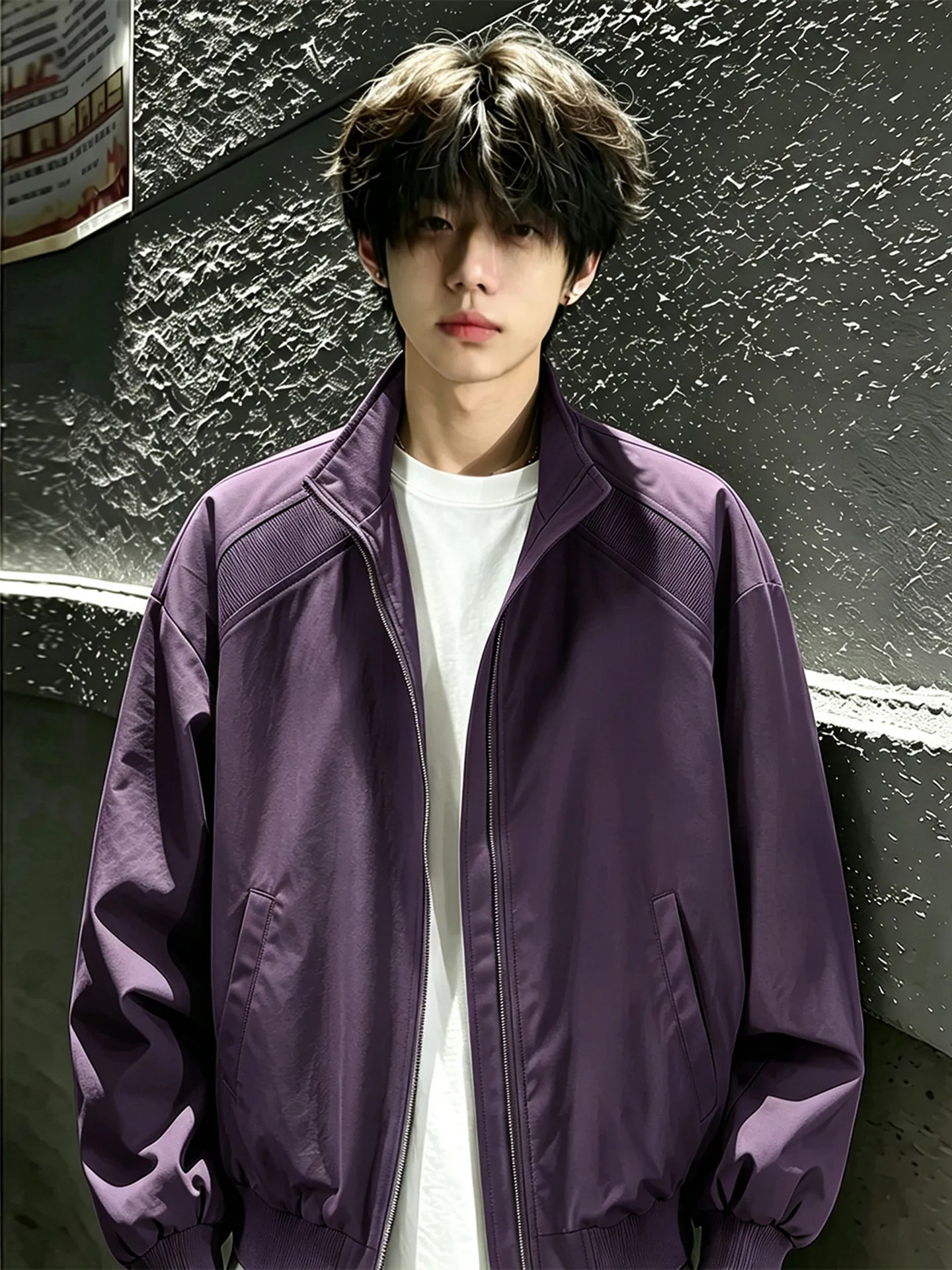 Men's Black American Style Flight Jacket Short Baseball Coat Three-Proof Autumn Fashion Urban Regency Polyester Fiber Jacket