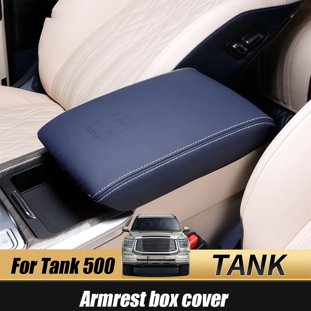 

For GWM Tank 500 Great Wall 2022 2023 Suede/Leather Auto Center Armrest Cover Car Central Control Armrest Box Surface Cover