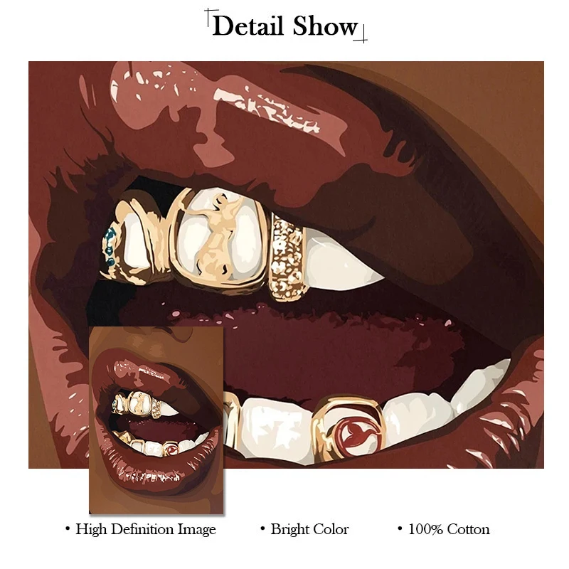 الحديثة الأفريقية السوداء الإناث صورة مسمار الشفاه الملصقات الشكل الفن قماش اللوحة والمطبوعات صور فنية للجدران ديكور غرفة المنزل #5