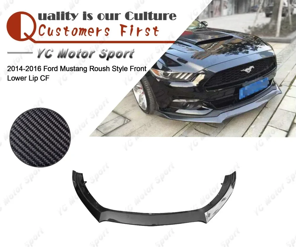 Car Accessories Carbon Fiber Roush Style Front Lip Fit For 2014-2016 Mustang Front Bumper Lower Splitter Lip