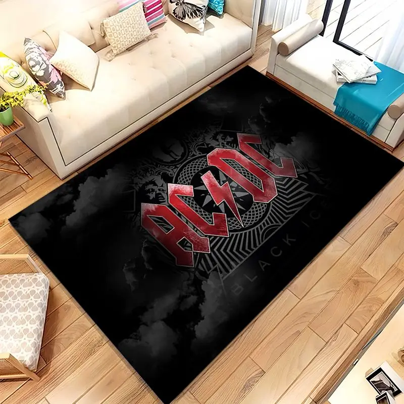 Fashion ACDC Rock Band Sign Catoon Living Room Non-Slip Area Rug Soft Carpet for Bedroom  Playroom Sofa,Home Decor Doormat