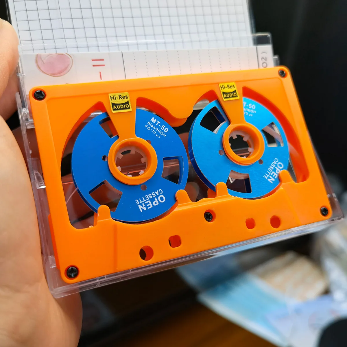 Neue Audio-Kassettenrolle zum Spulen, Kassette, 50 Minuten, leeres Klebeband, doppelseitige Metallrolle, hohles Gehäuse, selbstgemachtes, hochwertiges Design – Detail 2