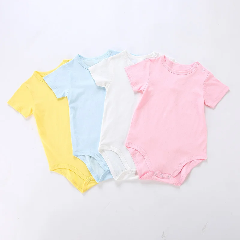 2pcs/3pcs 9m-4y Soft Baby Bodysuit Boy Girl Modal Short Sleeve Jumpsuit Onesies Thin Cool Summer Clothes Bebe Solid Overalls