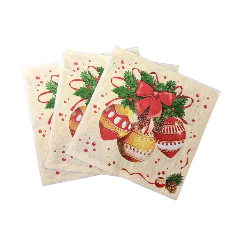 10/20pcs 2Ply Cartoon Babbo Natale Campana Corona Arco Pigna Modello Tovaglioli Di Natale Decorazione Del Partito Tessuto FAI DA TE Decoupage di Carta