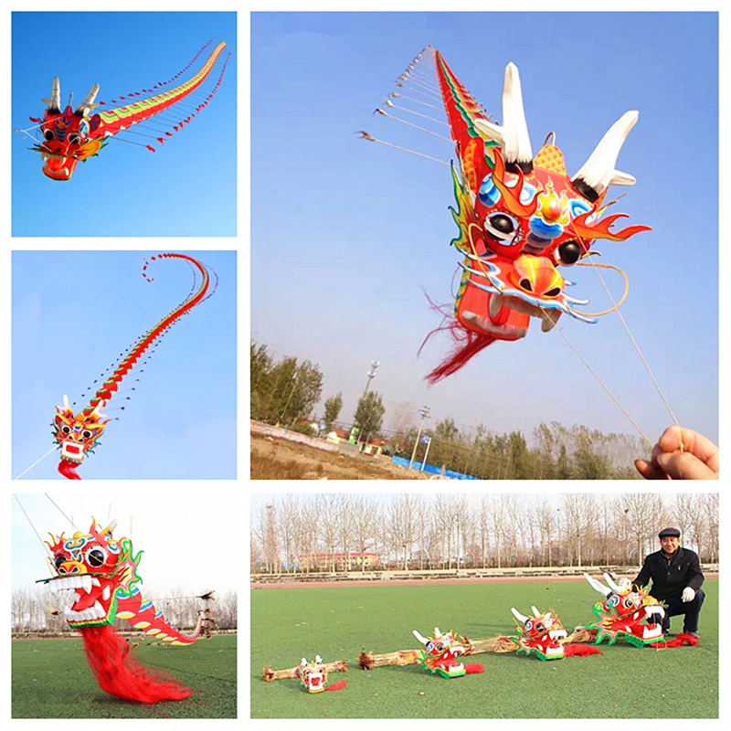 Traditionele Dragon Kite vliegende bamboe vlieger zijde stof Chinese vliegers fabriek decoratieve vliegers papier gesneden weifang vliegers lieveheersbeestje koi