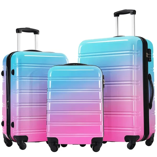 

3 Piece Hardshell Luggage Set Gradient Color Expandable Suitcase with Spinner Wheels & TSA Lock Lightweight Travel Luggage