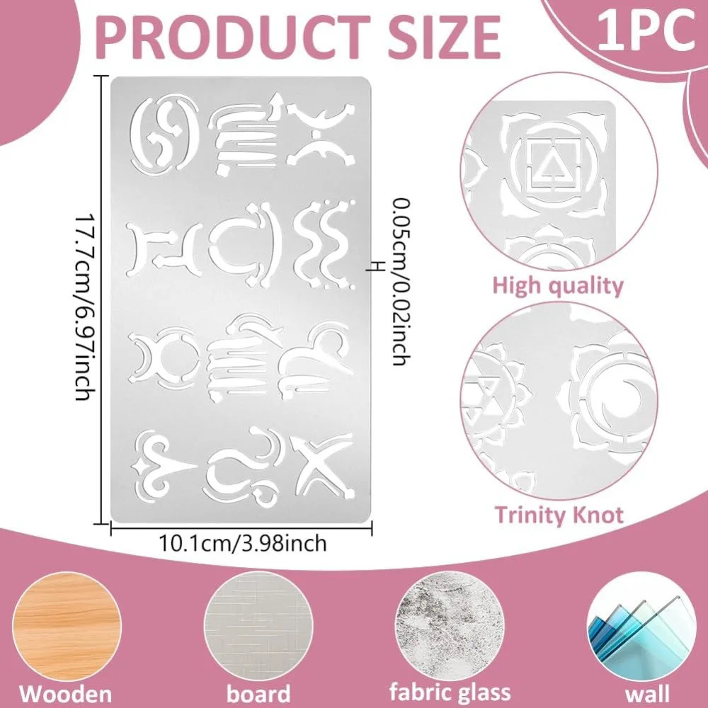 Metal Stencil for Craft 12 Zodiac Signs Stencils for Journaling Wood Burning Templates for Wood Carving Photo Frame Drawing