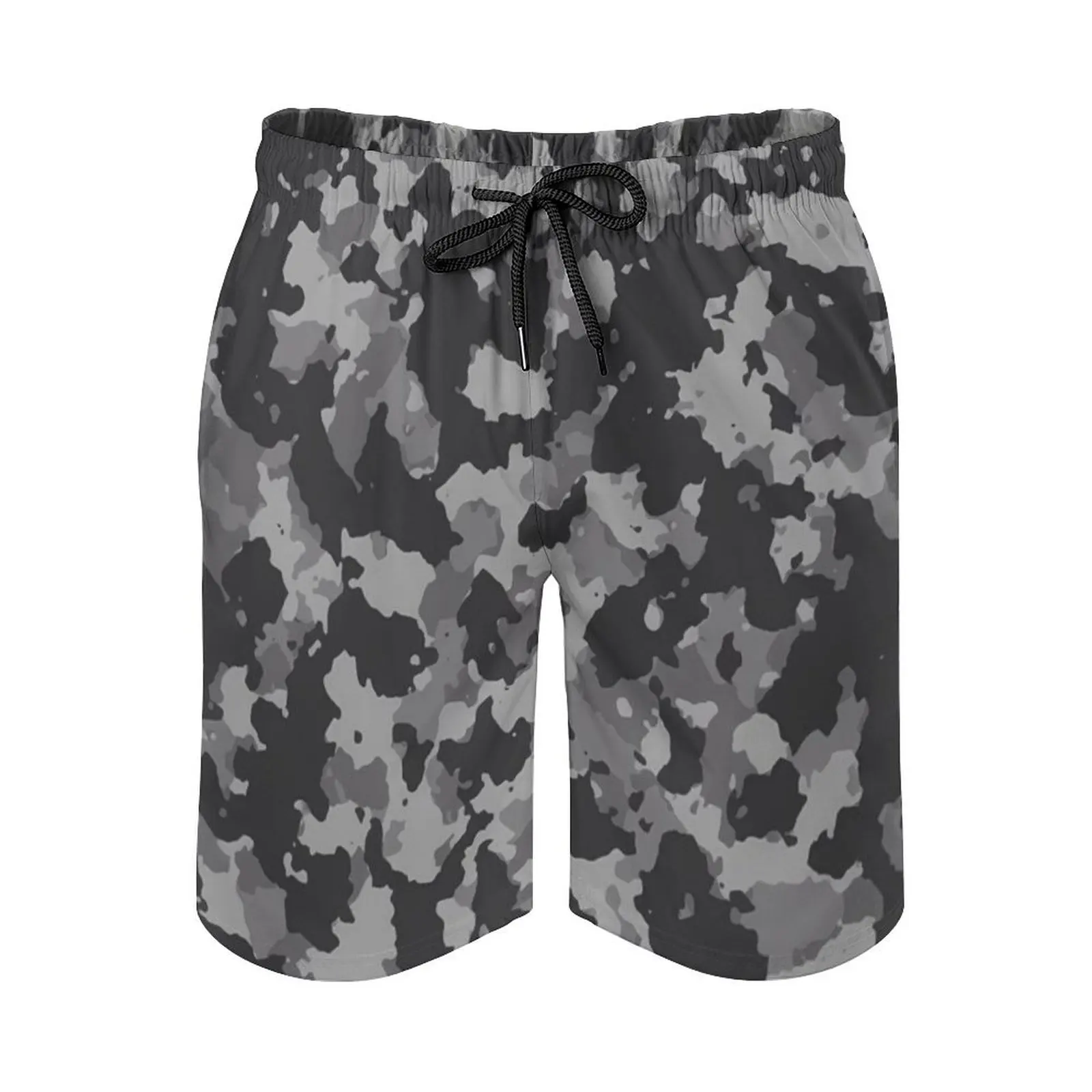 Men's Summer Relaxed Casual Fashion Simple Irregular Black, White And Gray Gradient Trend Can Be Worn Outside The Beach Shorts