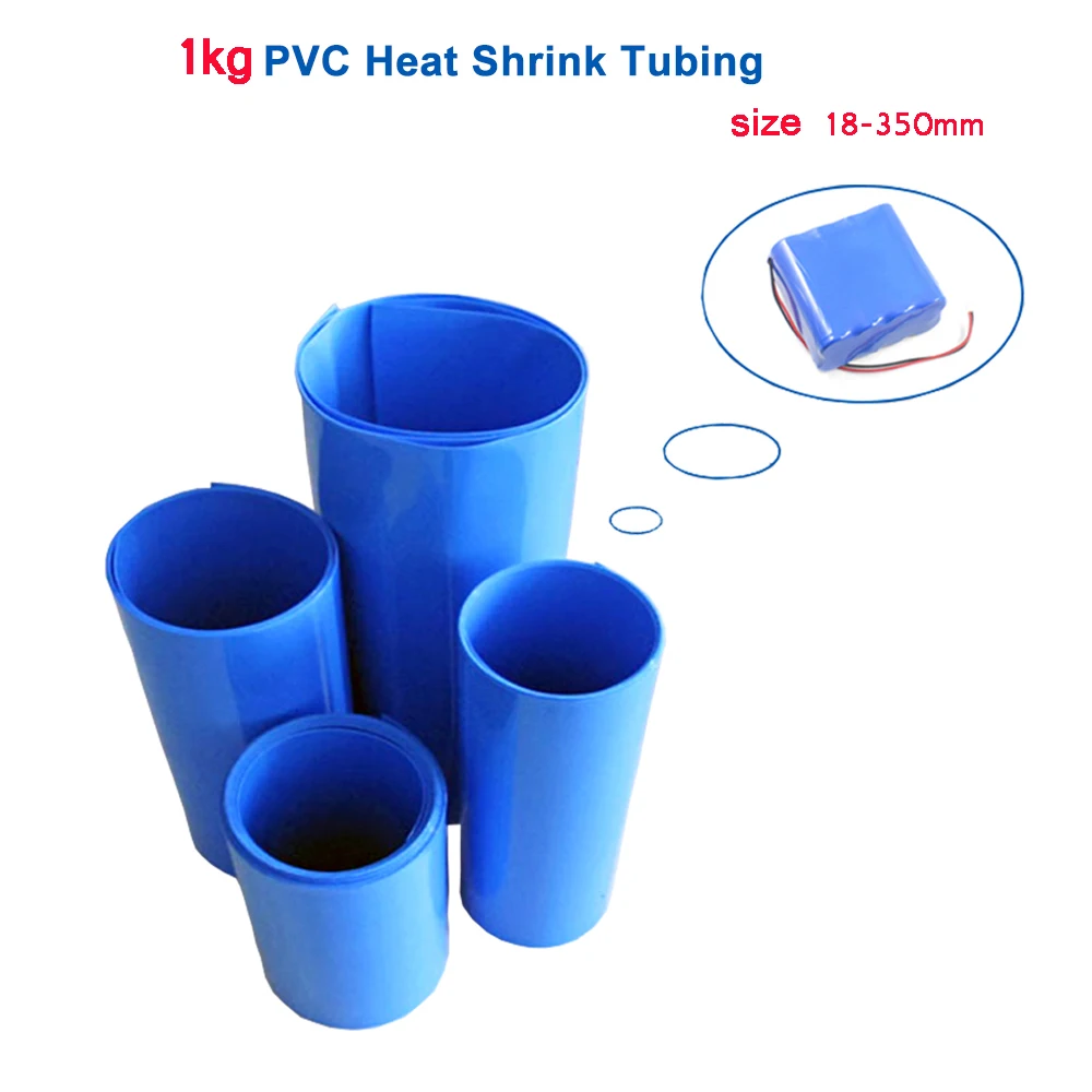 1KG PVC Heat shrink tube 18mm-350mm blue shrink wrapping heat shrink tubing 18650 battery insulation Heat shrinkage Cable Sleeve