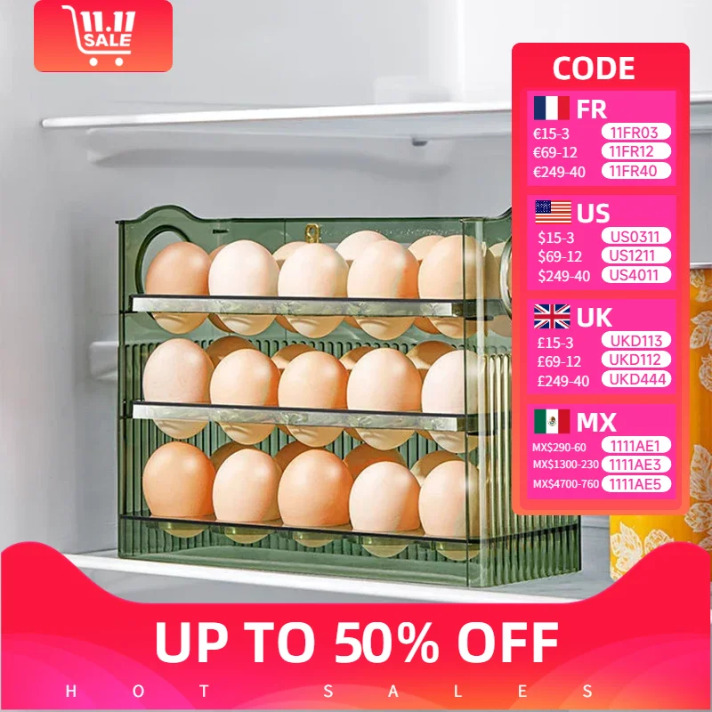 

Egg Storage Box Refrigerator Organizer Food Containers Egg Fresh-keeping Case Holder Tray Dispenser Kitchen Storage Boxes