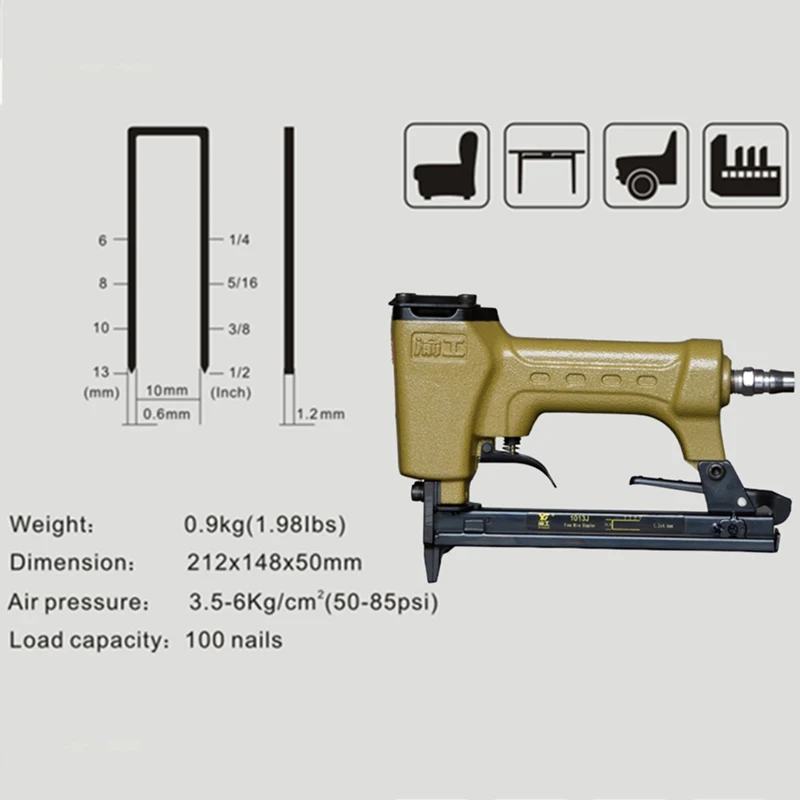 Imagem -02 - Mão Automática Pin Making Machine Arame Galvanizado Grampo Nails Guns Framing Air Nailer Caixa de Madeira Air Grampeador 1013j 1010f 20ga