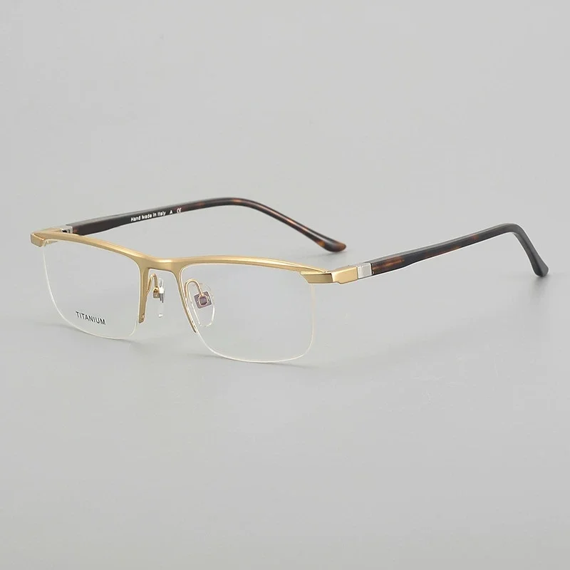 Belight Optical 360도 회전 디자인 비즈니스 순수 티타늄 하프 무테 프레임 남성 처방 안경 안경 SH2049