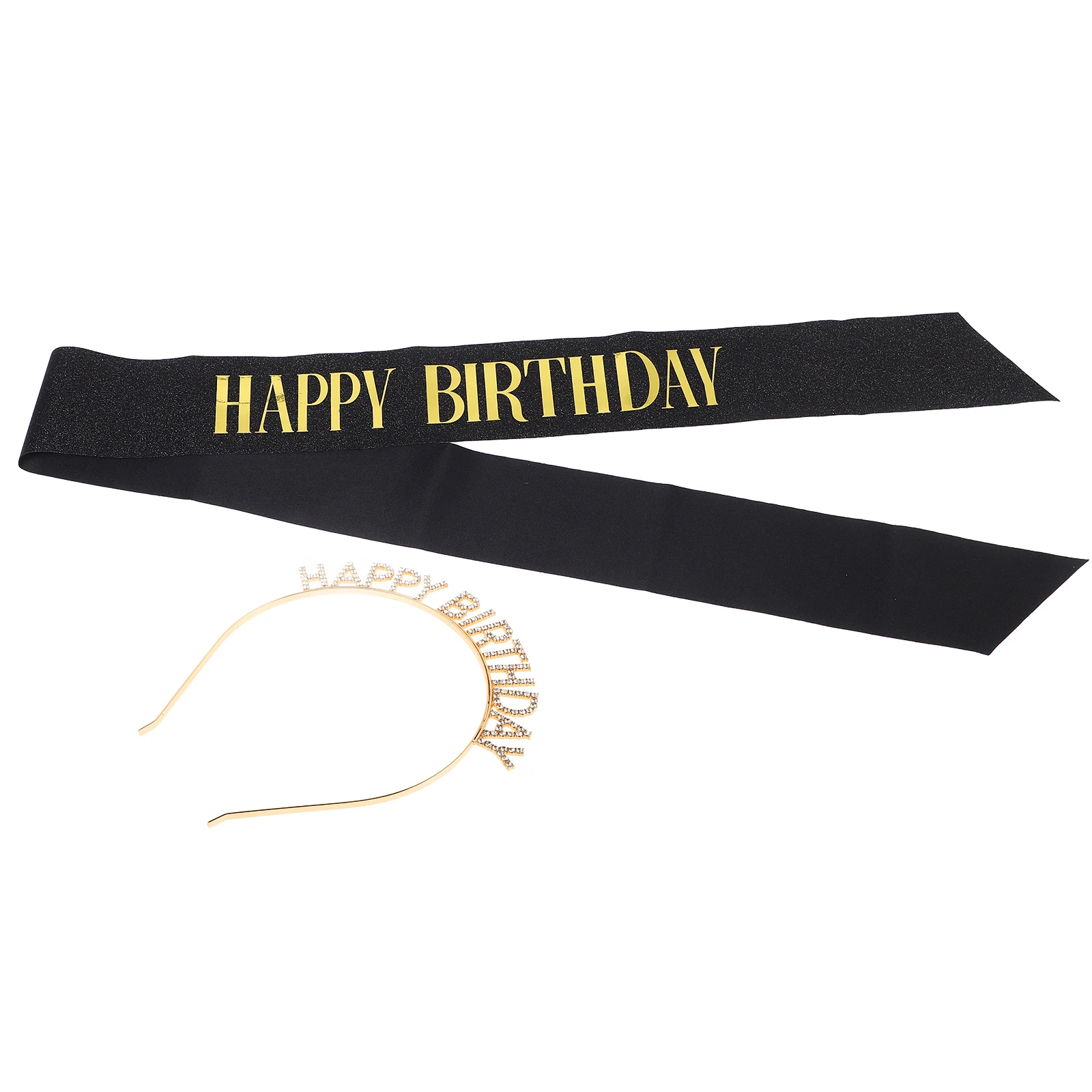 

Birthday Crown Headb Set Rose Gold Hair Accessories Women Sash Shoulder Straps Kit Party Headb Sash Decorations