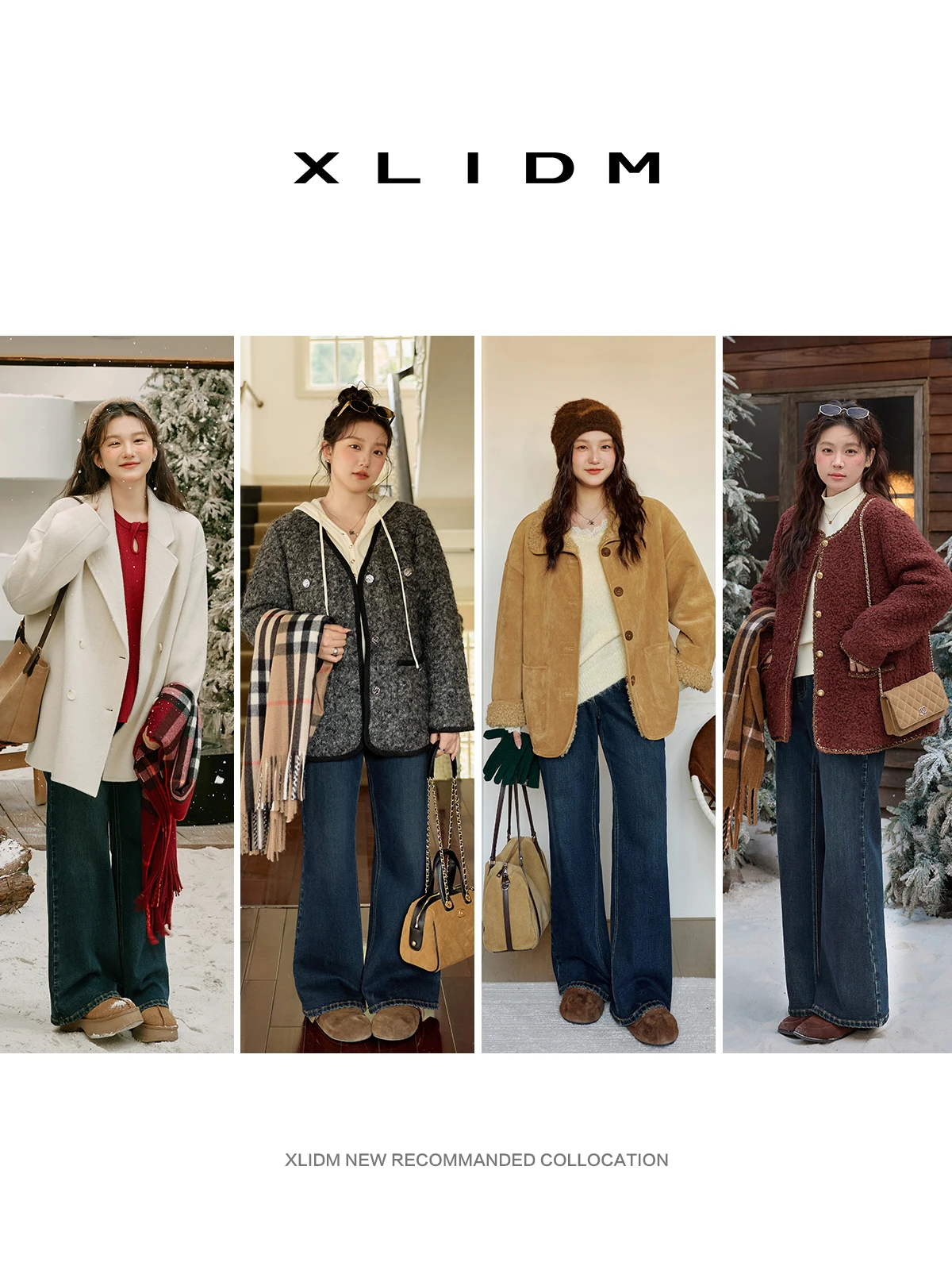 Dżinsy damskie XLIDM plus size z podszewką z polaru, wysoki stan, wyszczuplające, elastyczne, vintage, proste nogawki, lekko rozszerzane, spodnie codzienne.