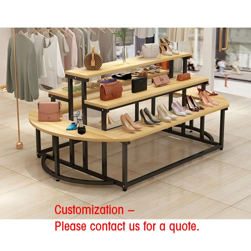 custom.Multi-layer Floor-standing Commercial Shoe Island Display Stand, Shopping Mall Bag, Shoe Rack, Flower Shop