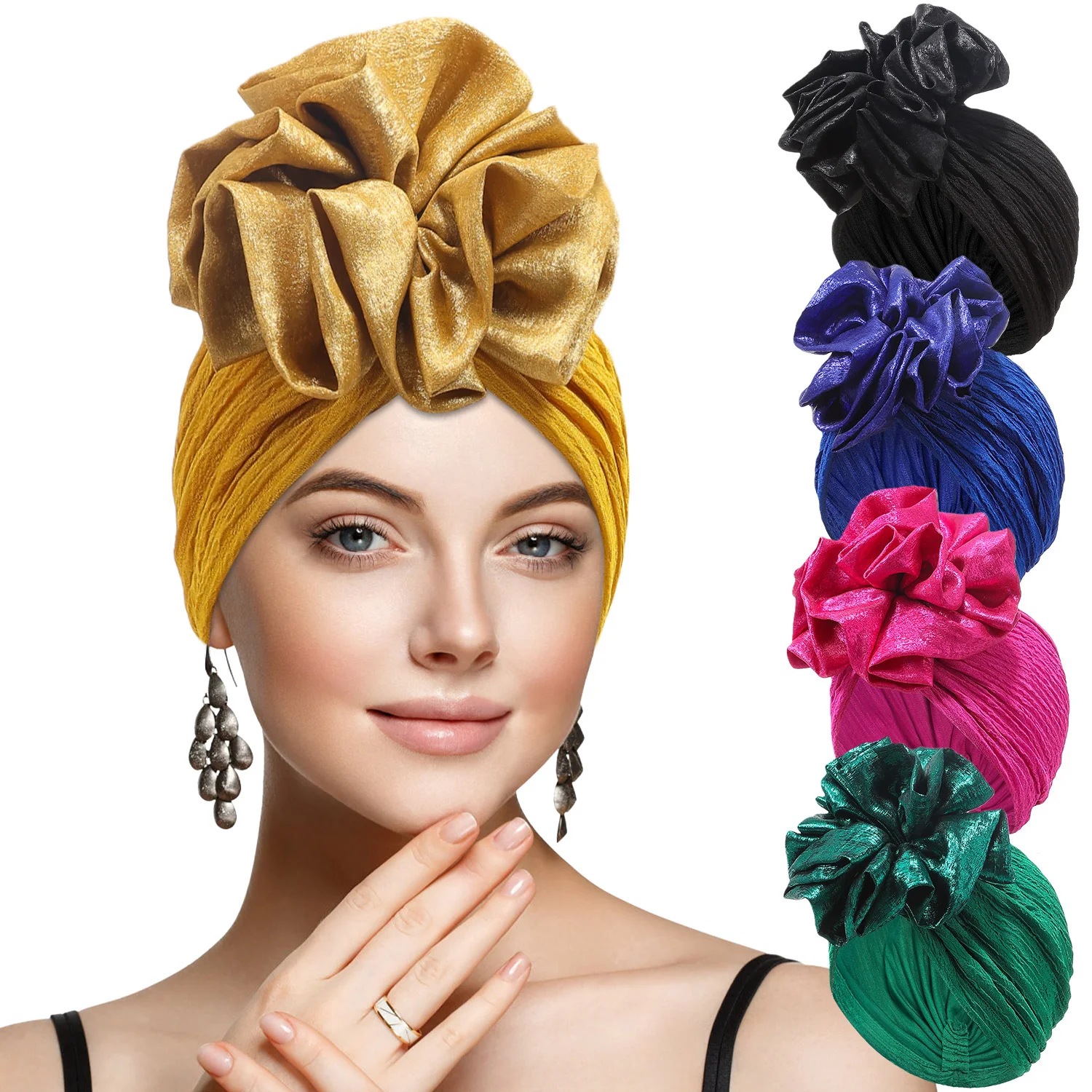 Gorro Turbante Plisado de Moda para Mujer, Pañuelo para la Cabeza, Turbante Africano Nigeriano para Bodas y Fiestas