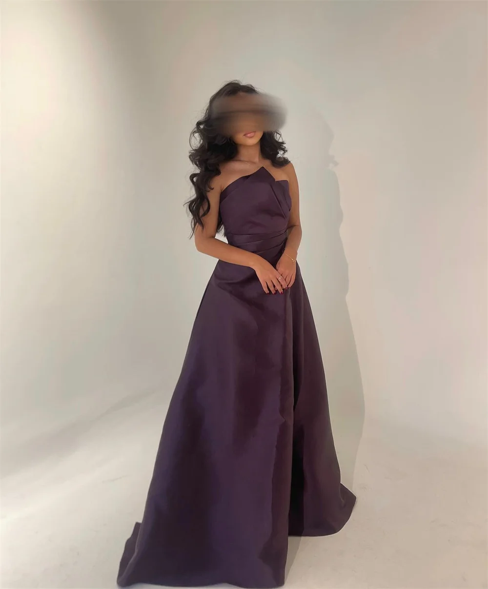 Customized Saudi Arabia Prom Dress Dearin Strapless A-line Floor Length Skirts Fold Bespoke Occasion Dresses Formal Evening Gown